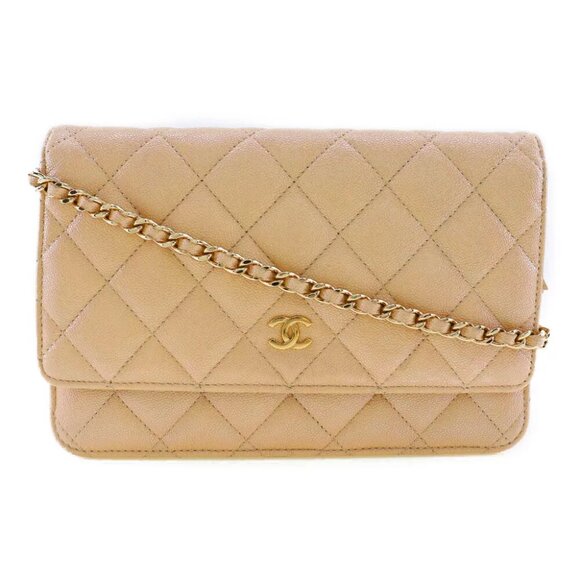 CHANEL Classic Chain Wallet Chain wallet Matelasse Purse beige/Gold Hardwa... - Picture 1 of 9